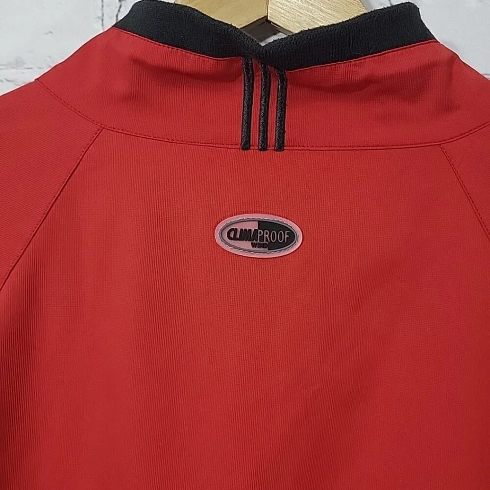 Adidas‎ ClimaProof Track Jacket Red Windbreaker Mens M Convertible Arms Pullover